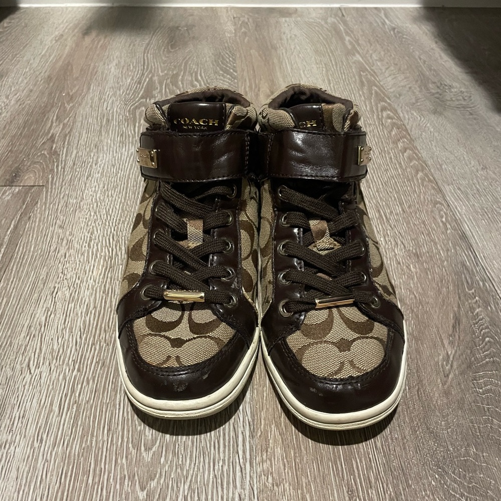 Coach Brown and Tan Monogram Sneakers